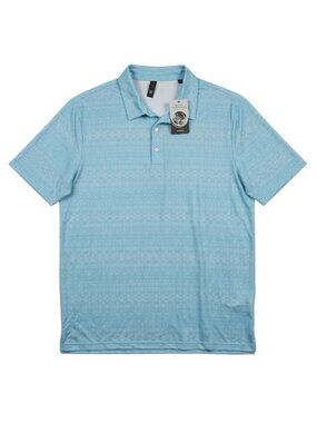 NWT | MOHEEN Sky Blue Geometric Performance Polo Shirt UPF 50+ UV Stretch | 2XL